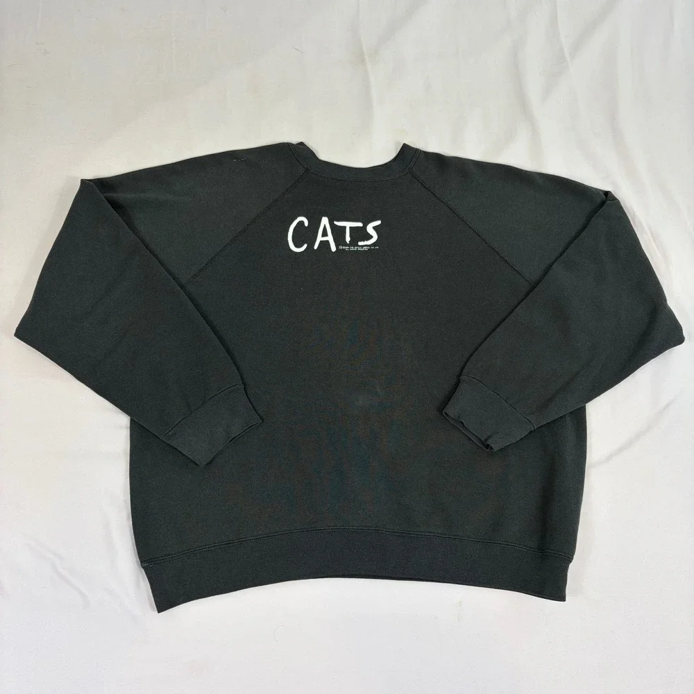 Cats Musical Mens L‎ Black Sweatshirt Vintage 80s Tultex Maximum Sweats USA Made - Picture 3 of 10